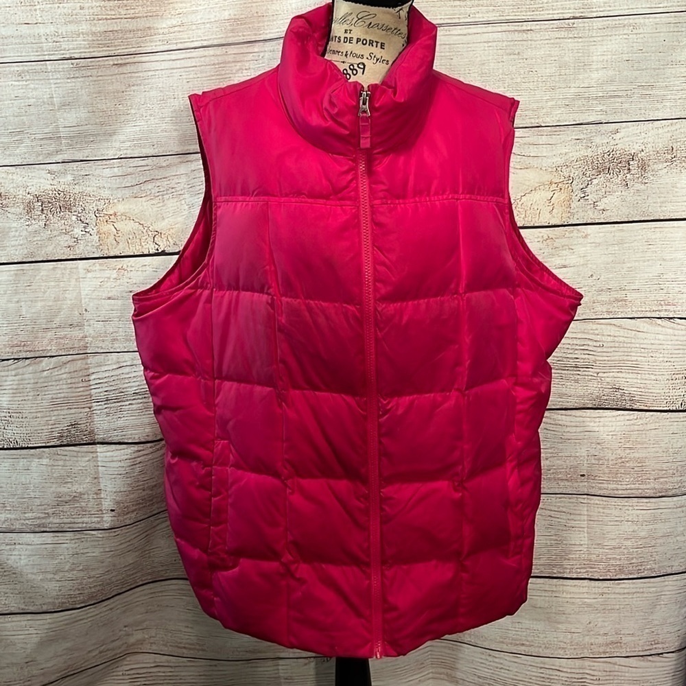 Land’s End Down Filled Puffer Vest Pink Full Zipper Size 2X